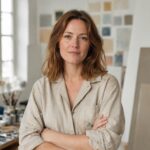 Fiktivt AI-genereret portræt af demokunstneren Freja Agerlund i et maleratelier