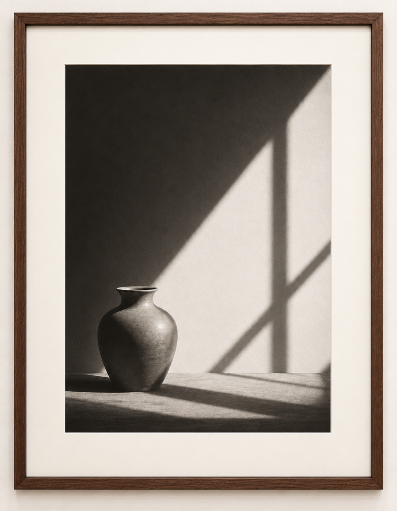 Still Life with Shadow – fiktivt demoværk med ramme